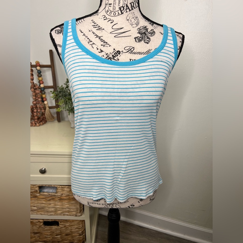 Gap Turquoise & White Stripe Tank Top